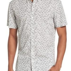 RIVIERA SLIM FIT PRINT SPORT SHIRT IN BLACK PEPPER
